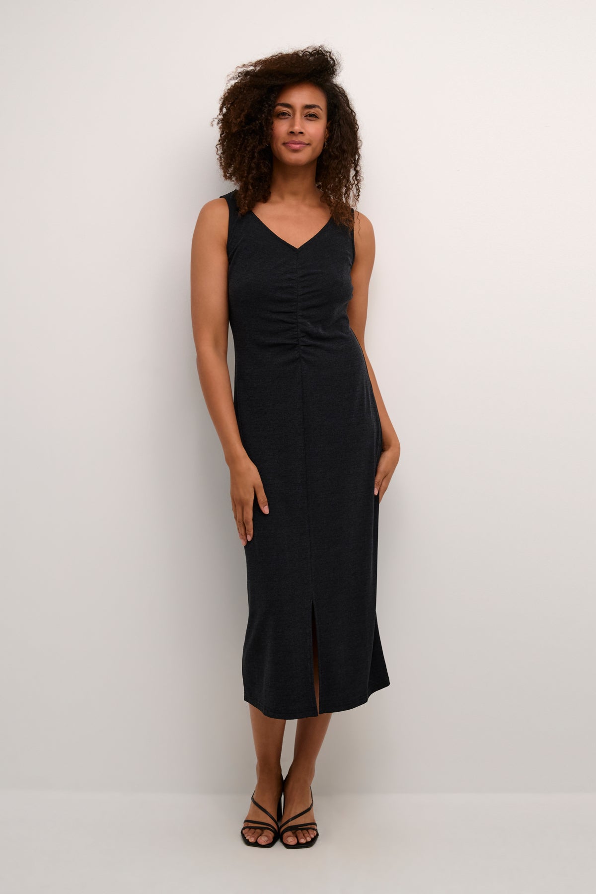 Cream TIMMA Knitted Jersey Dress - Pitch Black