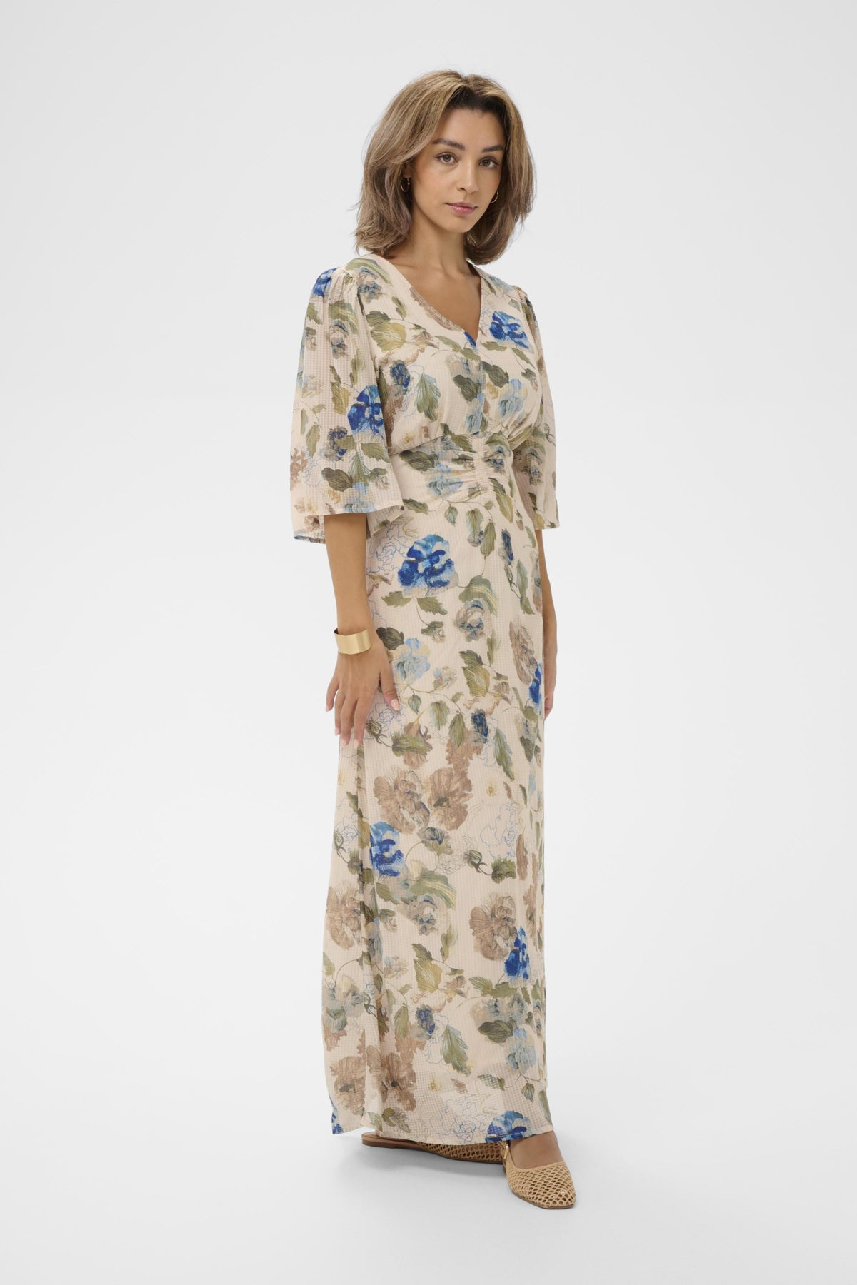 Cream HAILEY Long Dress - Hailey Print With Blue