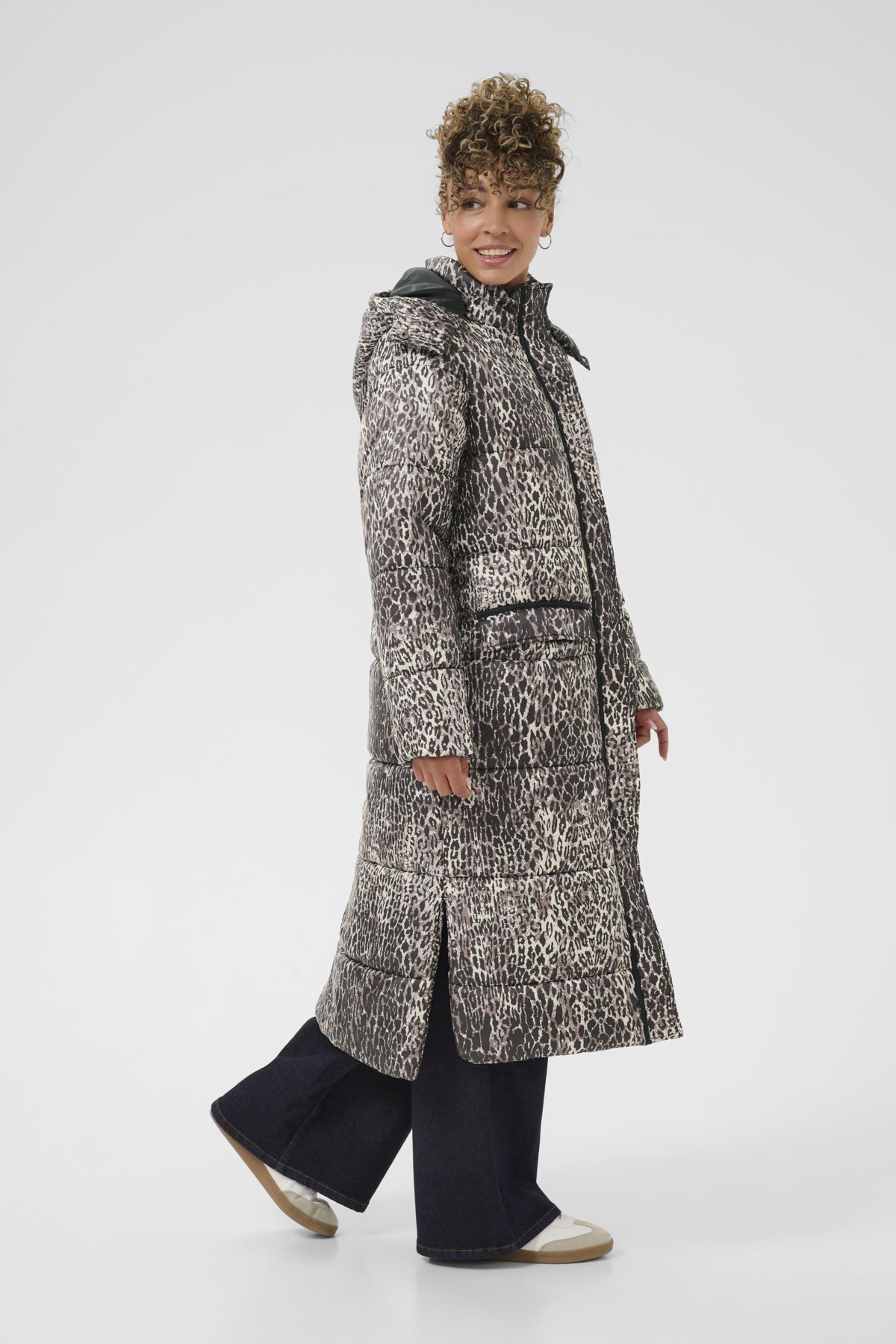 Cream Gaiagro Long Printed Jacket - Licorice Leopard