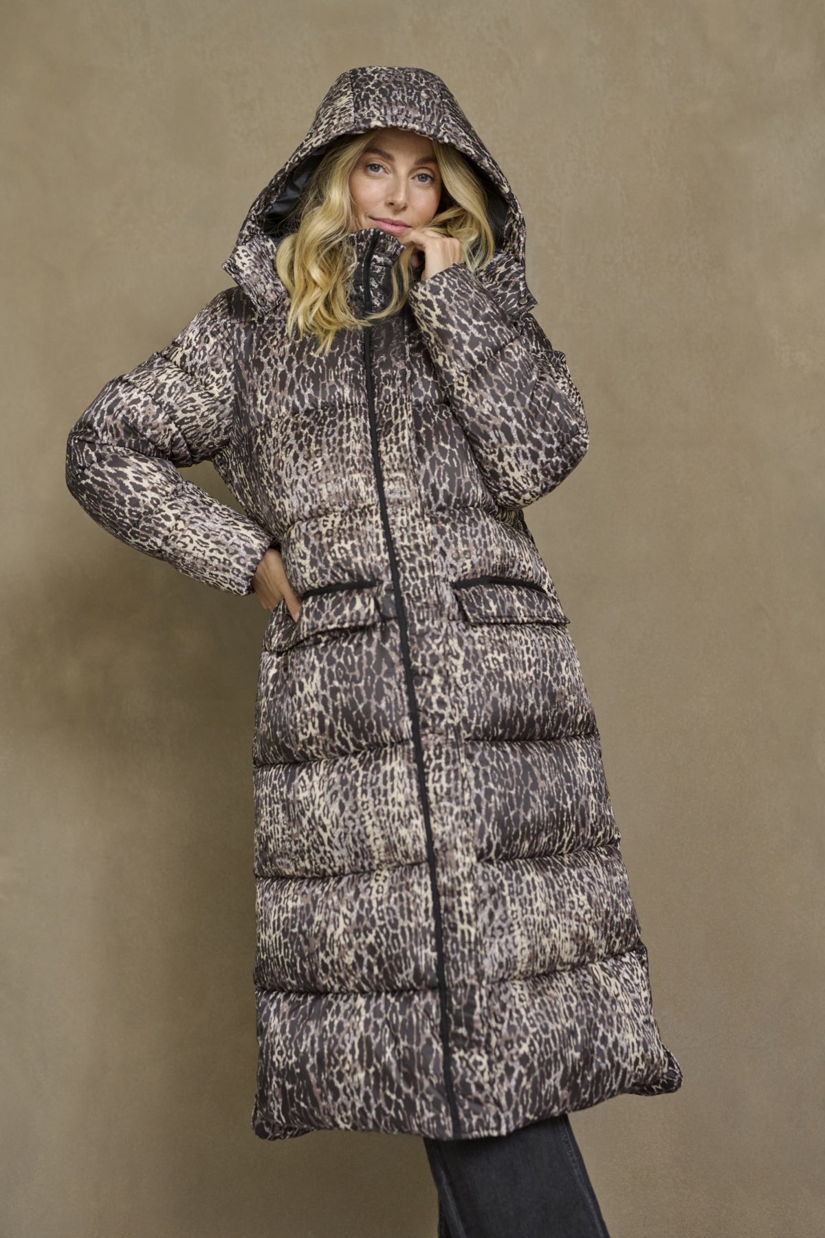 Cream Gaiagro Long Printed Jacket - Licorice Leopard