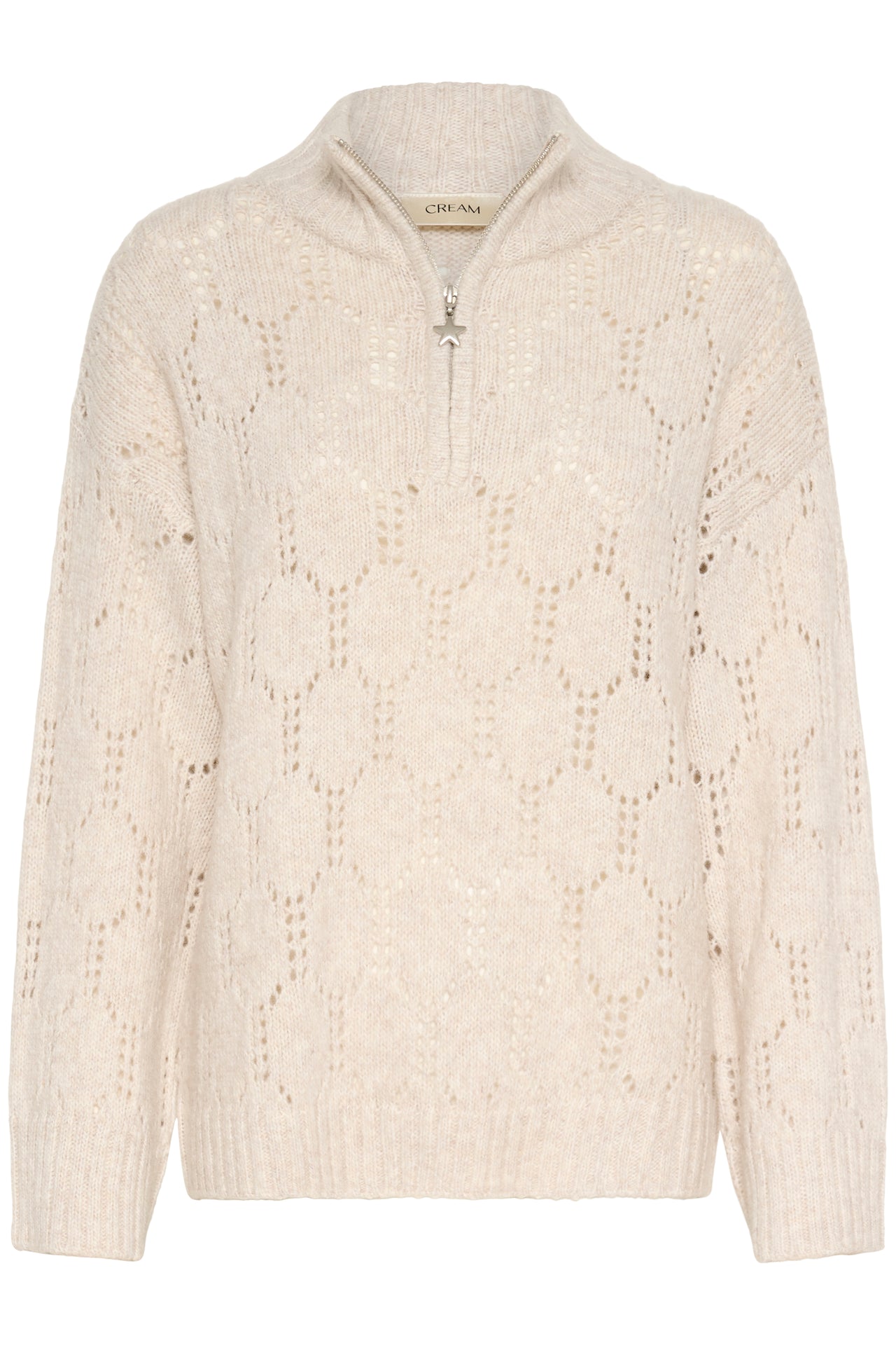 Cream Zilla Zipper Jumper - Oat Melange