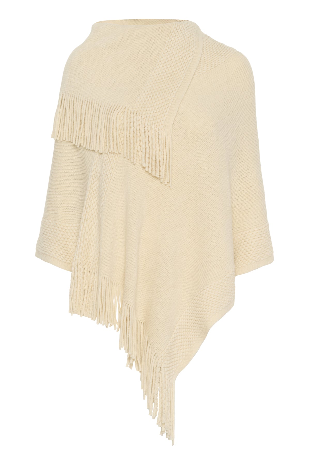 Cream Sivas Knit Poncho - Birch