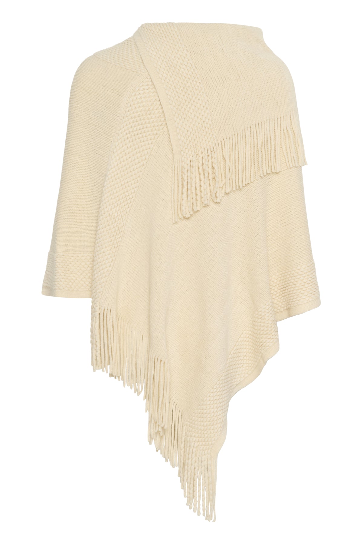 Cream Sivas Knit Poncho - Birch