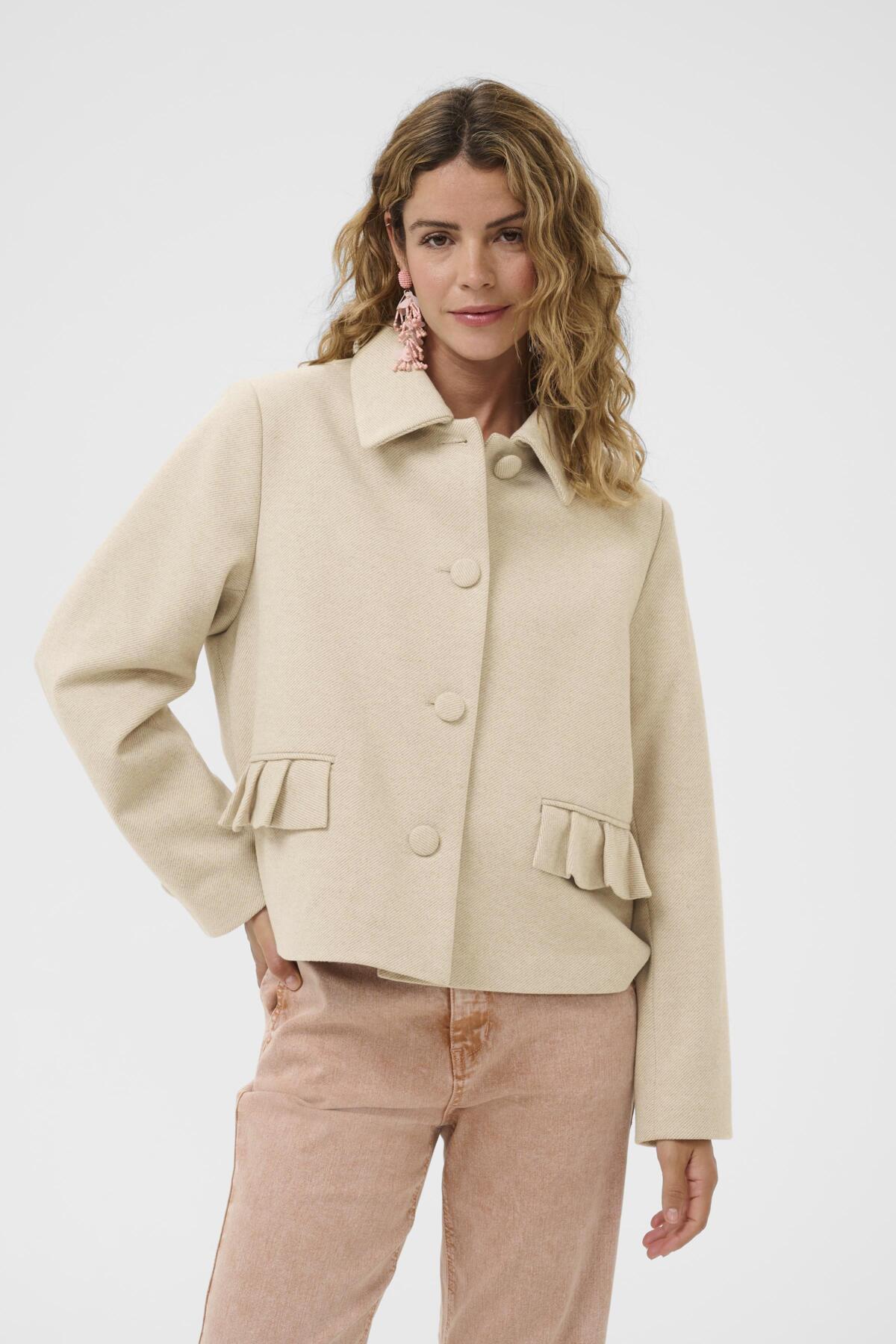 Cream Cessie Short Coat - Savannah Tan
