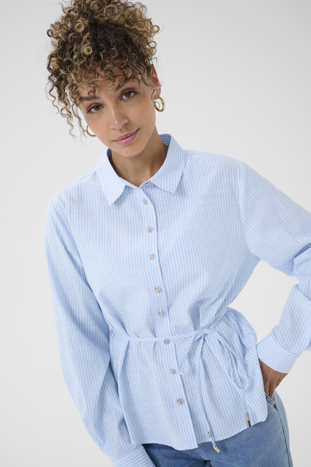 Cream Cherissa Shirt - Blue Stripe