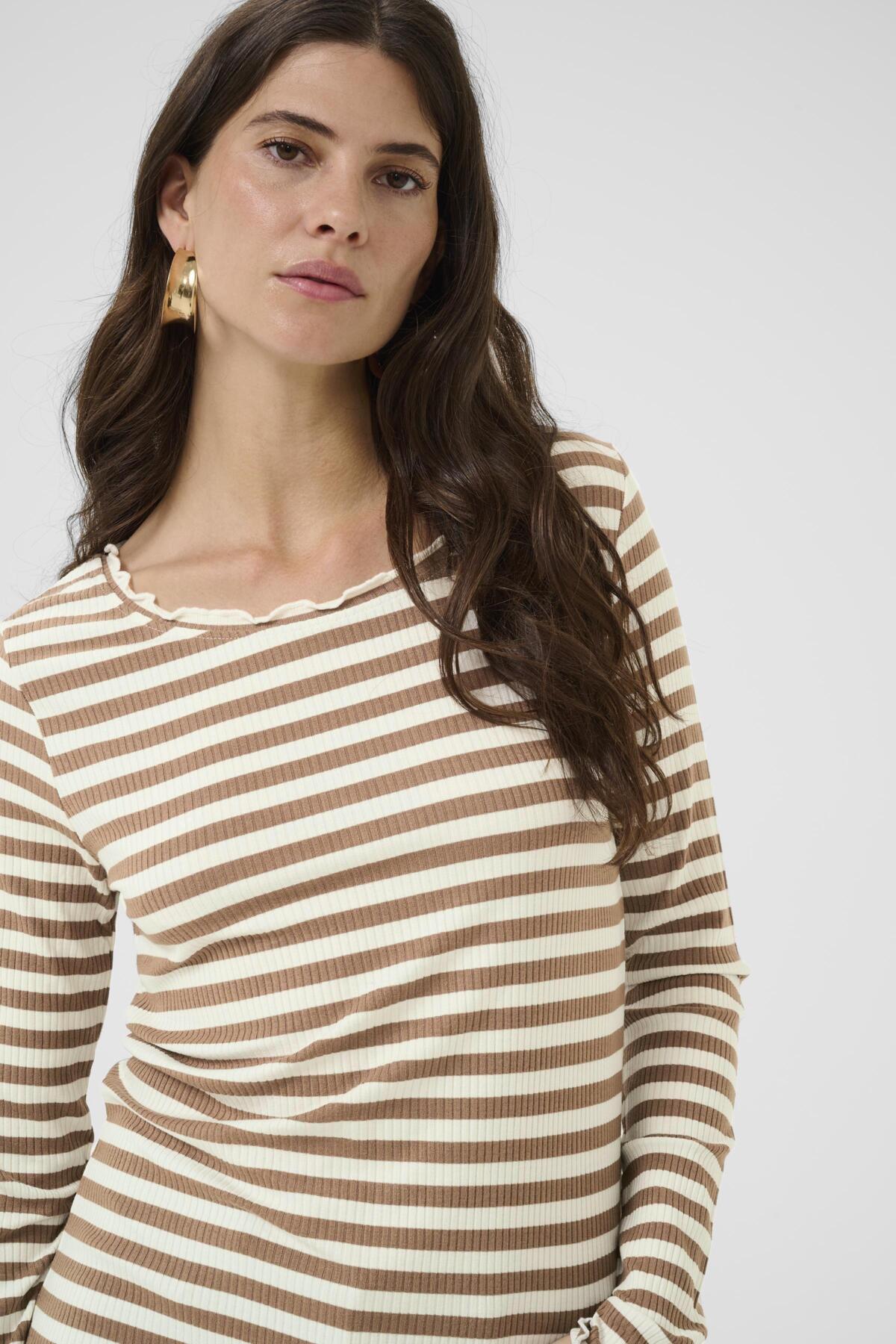 Cream Ribba Stripe Longsleeve - Cocoa Creme Stripe