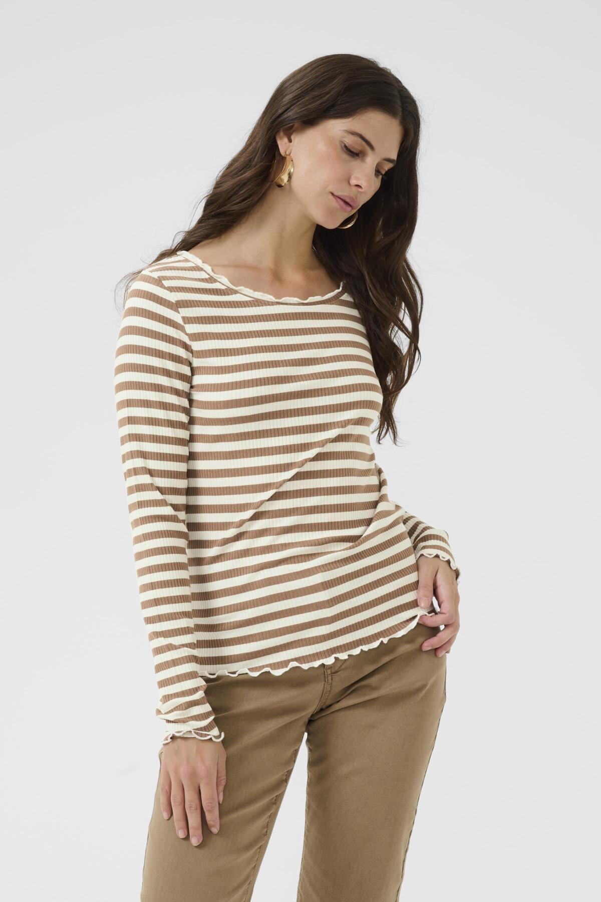 Cream Ribba Stripe Longsleeve - Cocoa Creme Stripe