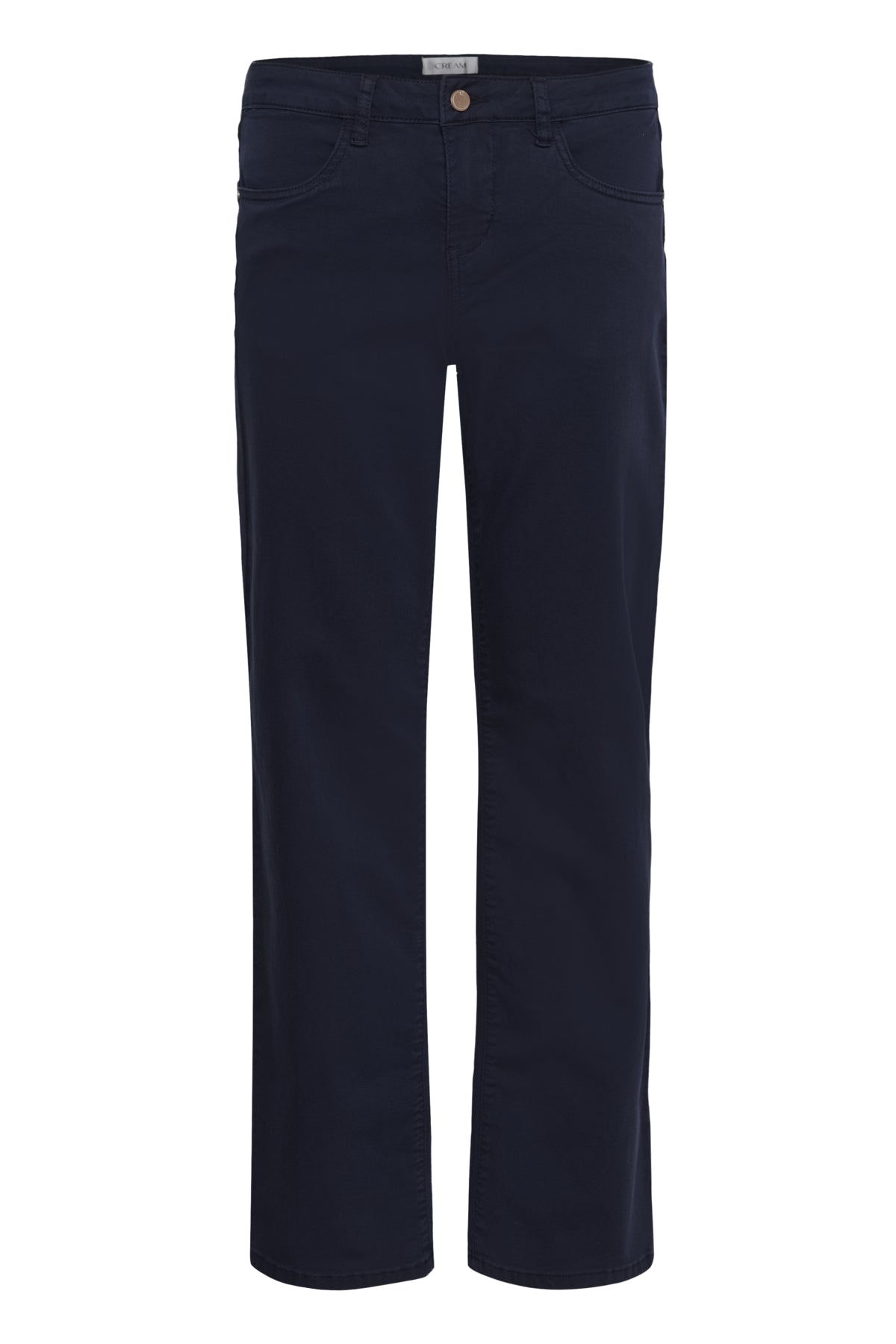Cream Sophia Straight Twill Trousers - Navy Blazer