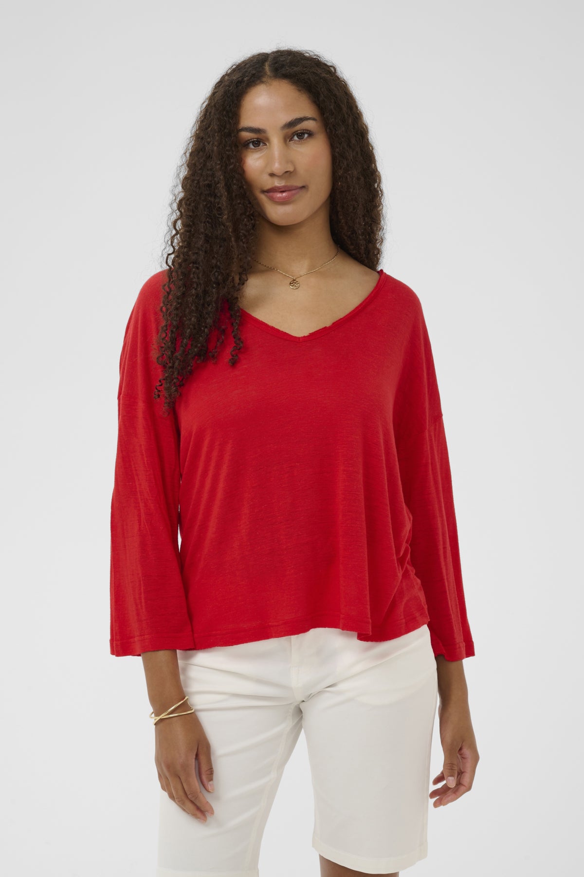 Cream FULLA Knitted Blouse - High Risk Red