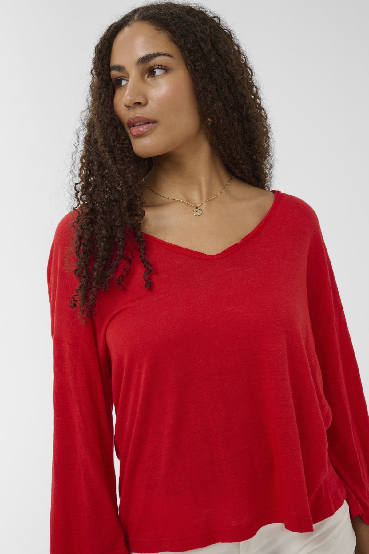 Cream FULLA Knitted Blouse - High Risk Red