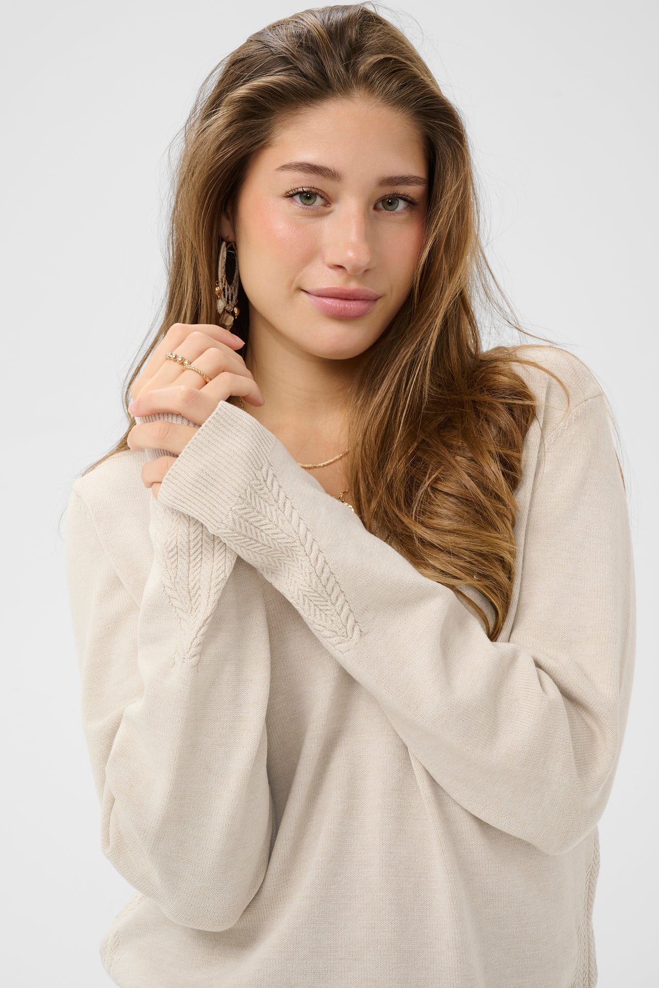 Cream DELA Jumper - Oat Melange