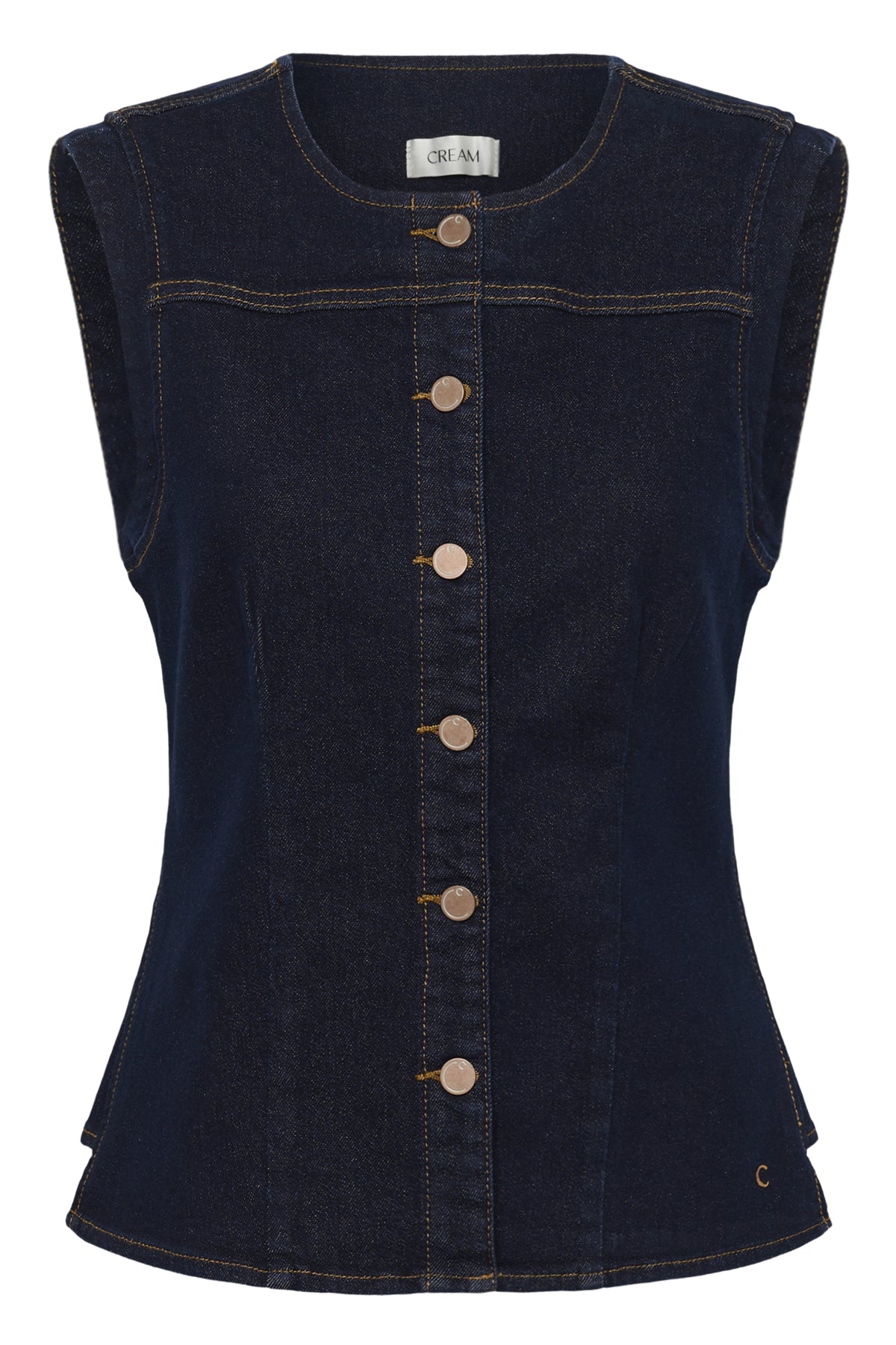 Cream Denim Waistcoat - Cape Breton Rinse Blue Denim