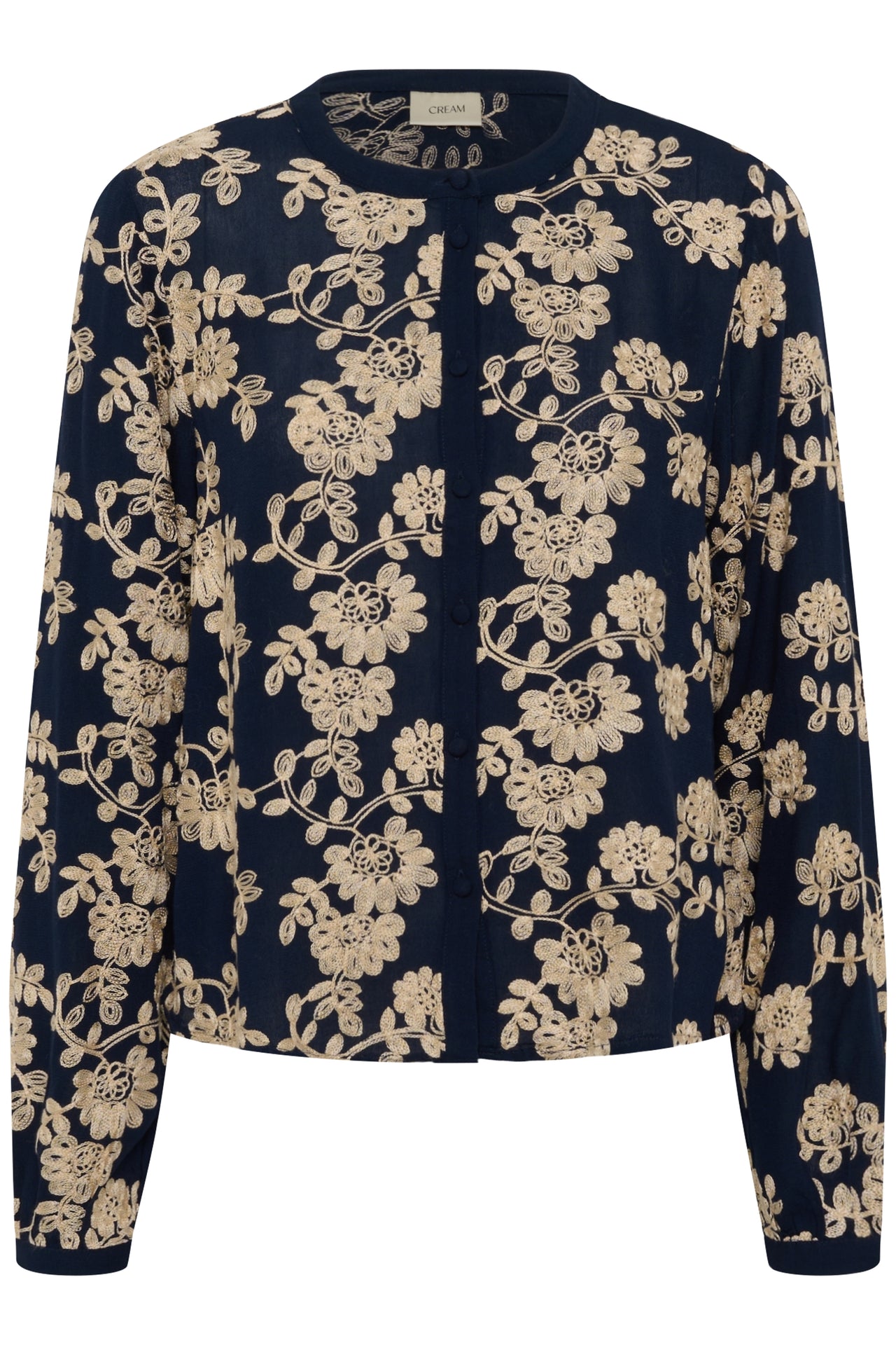 Cream RUBY Blouse - Navy With Oatmeal Flowers