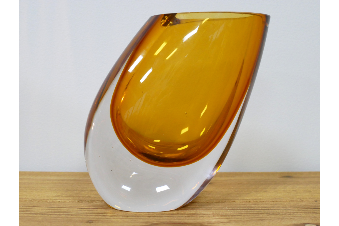 Dutch Imports Small Amber Glass Vase