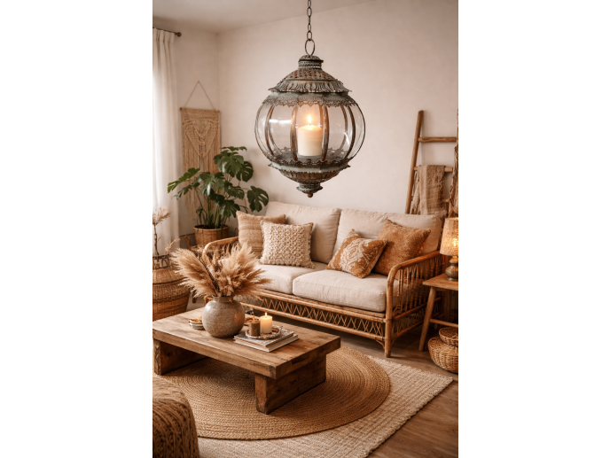 Dutch Imports Round Hanging Lantern With 110cm Chain
