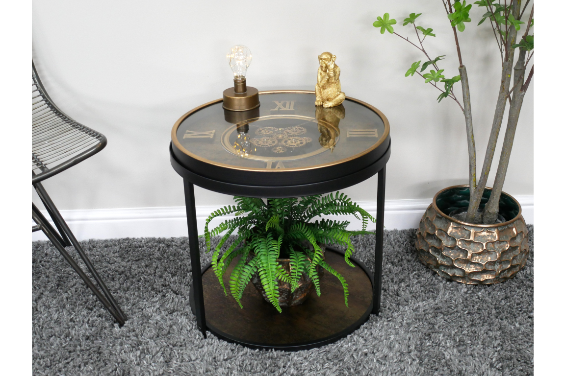 Dutch Imports Clock With Cogs Side Table