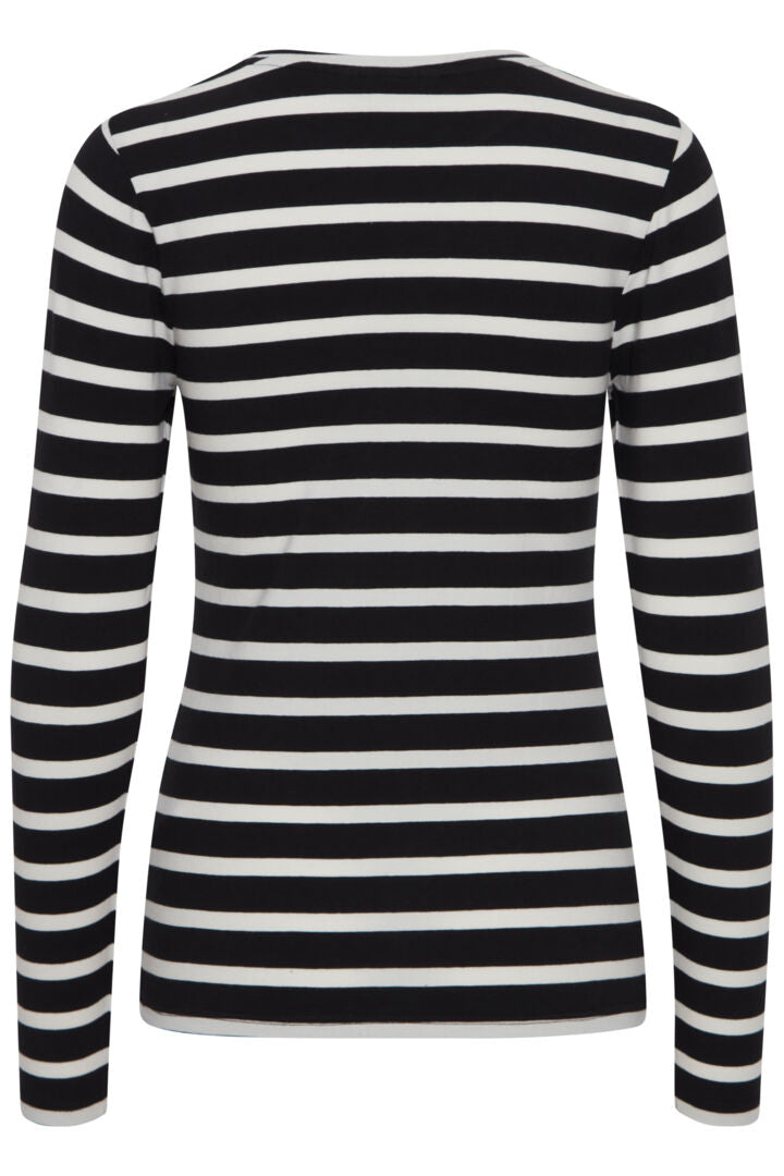 B.Young Pamila Jersey Black & White Striped T-Shirt
