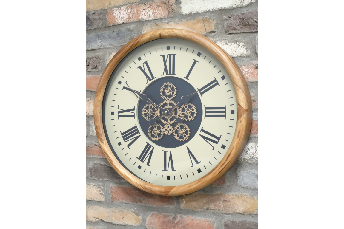 Dutch Imports Wooden Wall Clock With Cogs