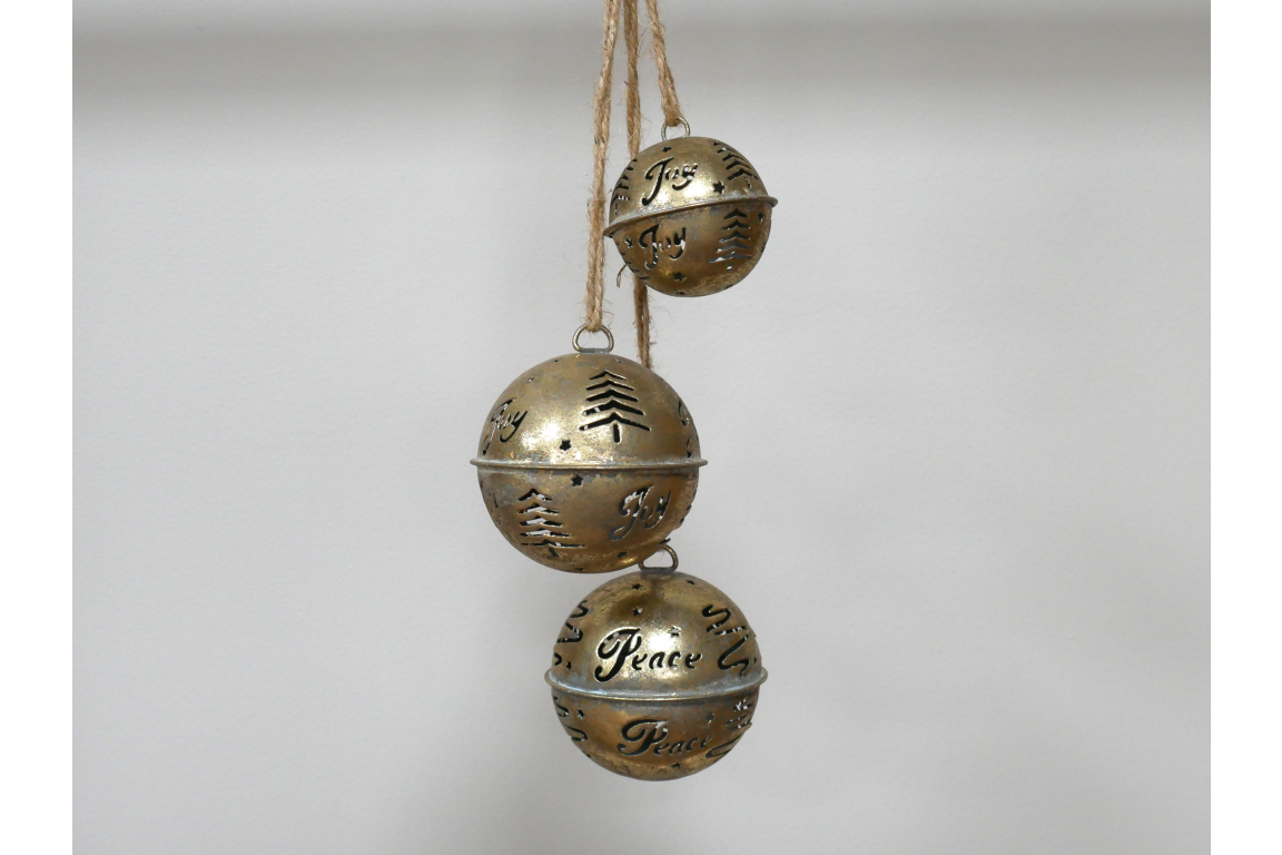Dutch Imports 3 Gold Hanging Bells