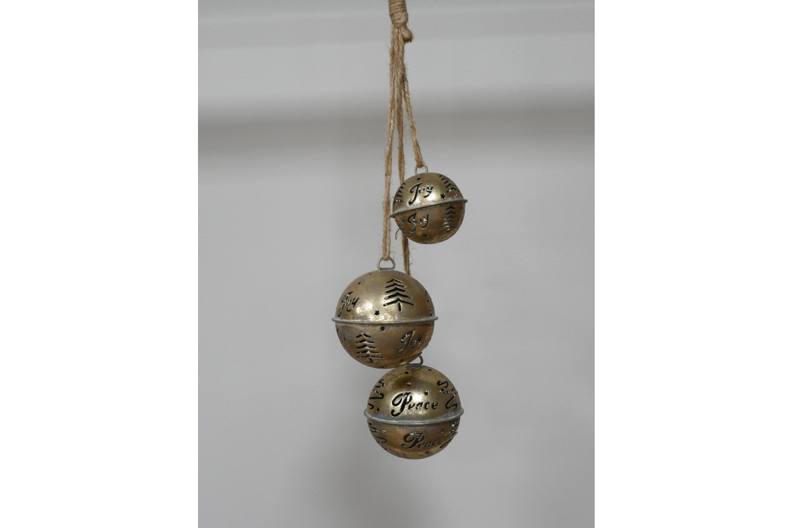Dutch Imports 3 Gold Hanging Bells