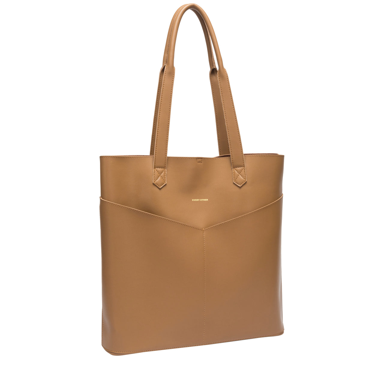 Every Other Twin Strap Twin Pocketed Portrait Tote - Tan