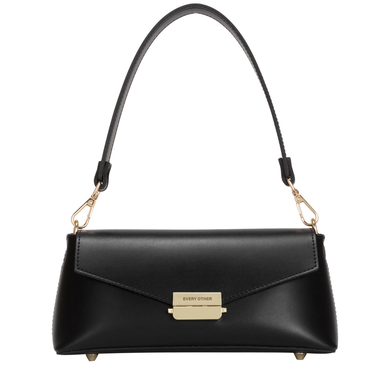 Every Other A-Line Clasp Shoulder Bag - Black