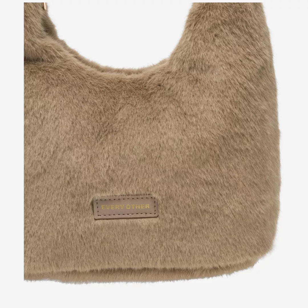 Every Other Taupe Faux Fur Bag
