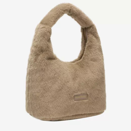 Every Other Taupe Faux Fur Bag