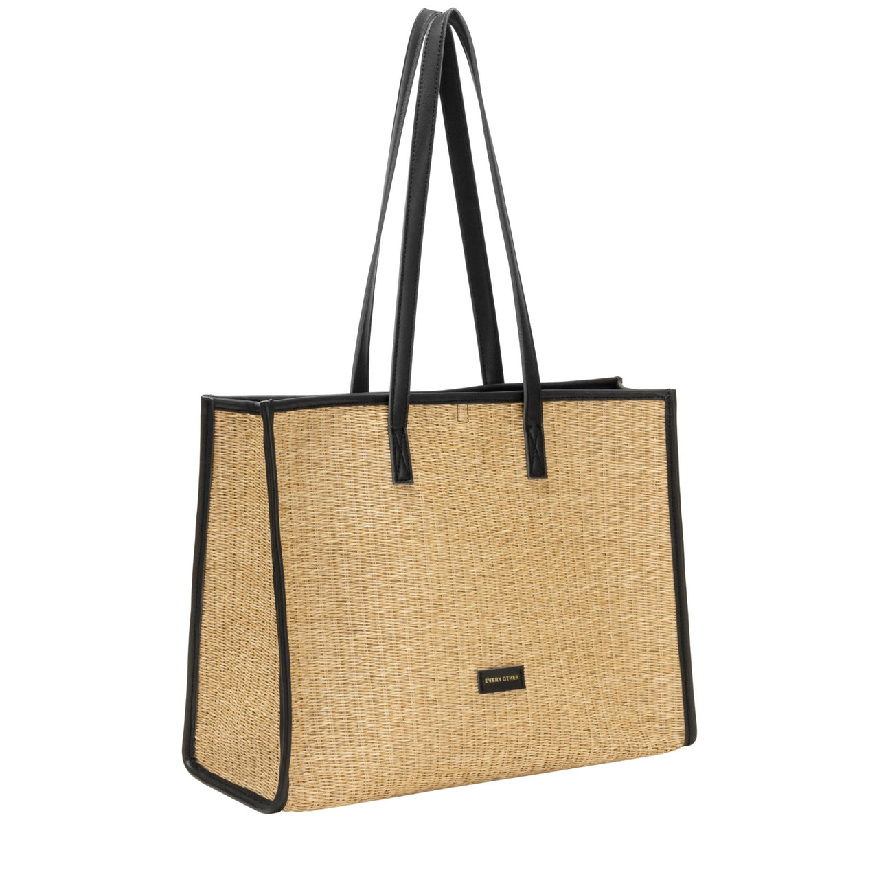 Every Other Straw Box Tote Bag - Black