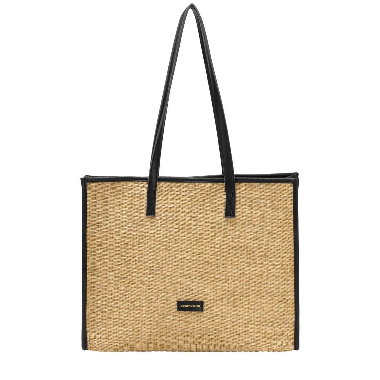 Every Other Straw Box Tote Bag - Black