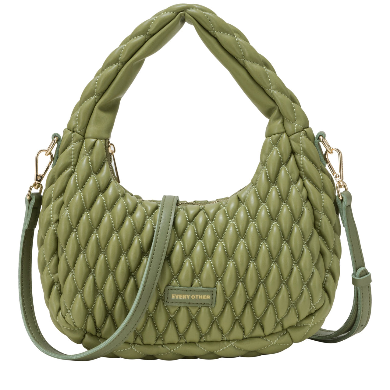 Every Other Quilted Cross Body Bag - Olive