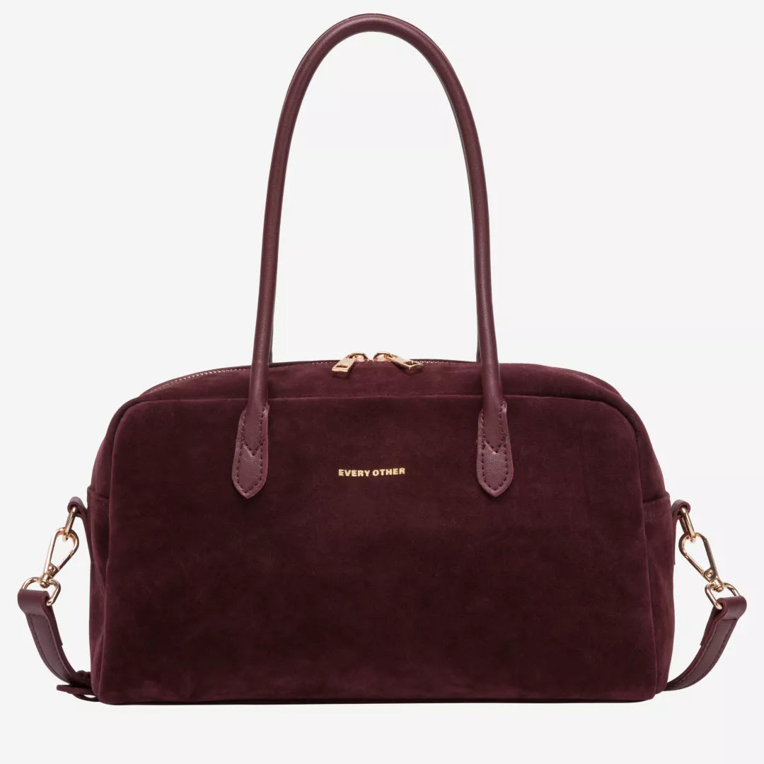 Every Other Suede Effect Bowling Bag - Burgundy