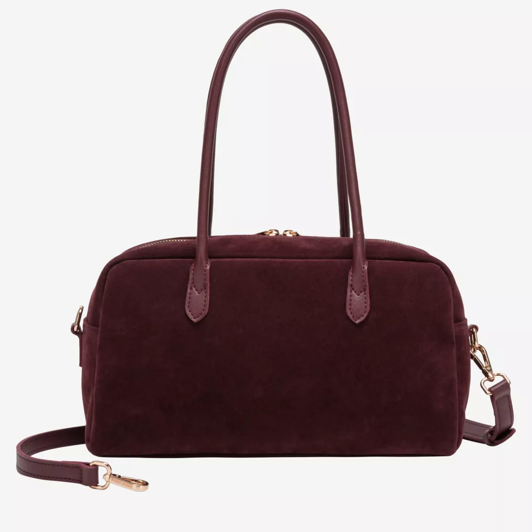 Every Other Suede Effect Bowling Bag - Burgundy