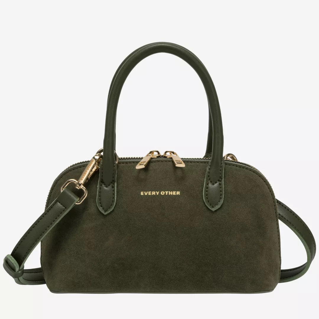 Every Other Suede Effect Mini Bowling Bag - Khaki