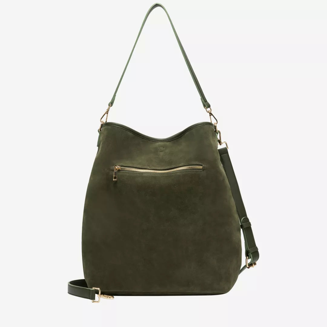 Every Other Suede Effect Single Strap Shoulder Bag - Khaki