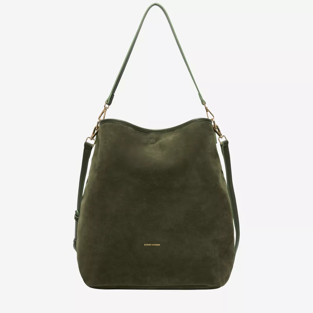 Every Other Suede Effect Single Strap Shoulder Bag - Khaki