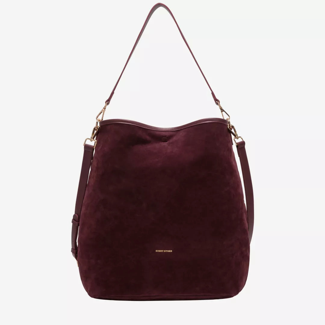 Every Other Suede Effect Single Strap Shoulder Bag - Burgundy