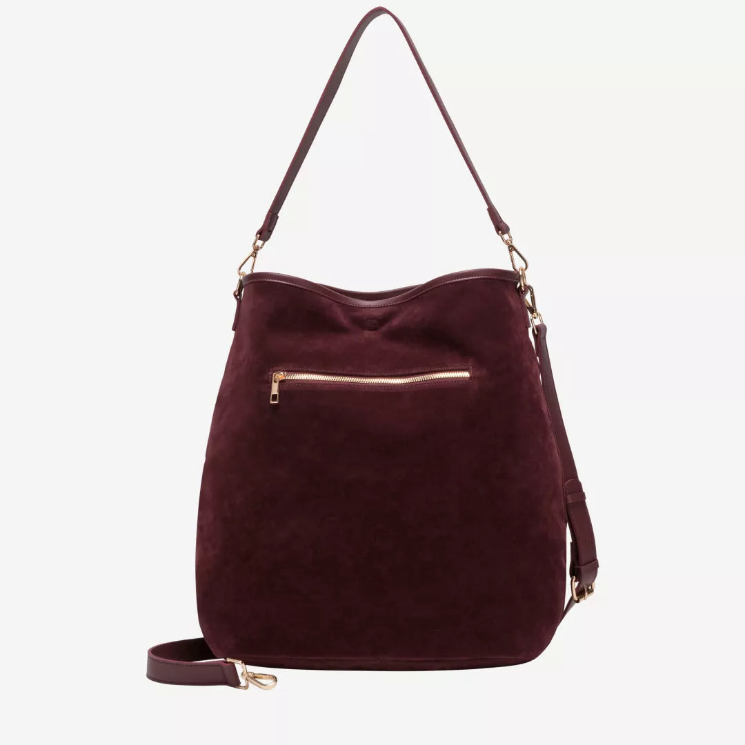 Every Other Suede Effect Single Strap Shoulder Bag - Burgundy