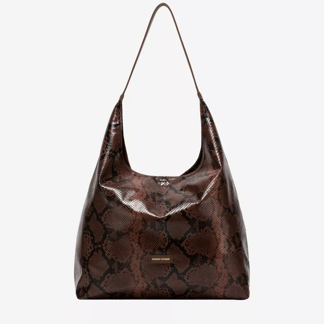 Every Other Snake Effect A Line Shoulder Bag - Brown