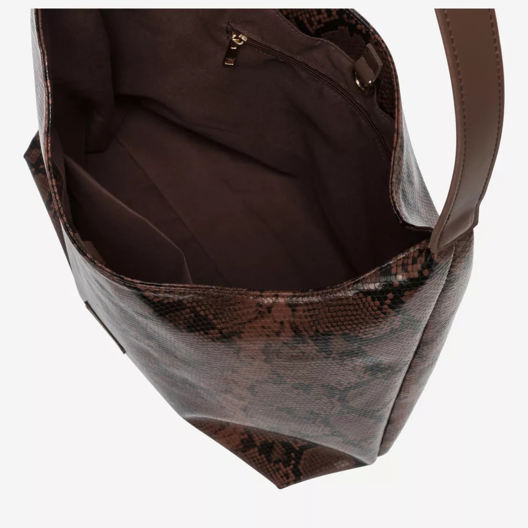 Every Other Snake Effect A Line Shoulder Bag - Brown