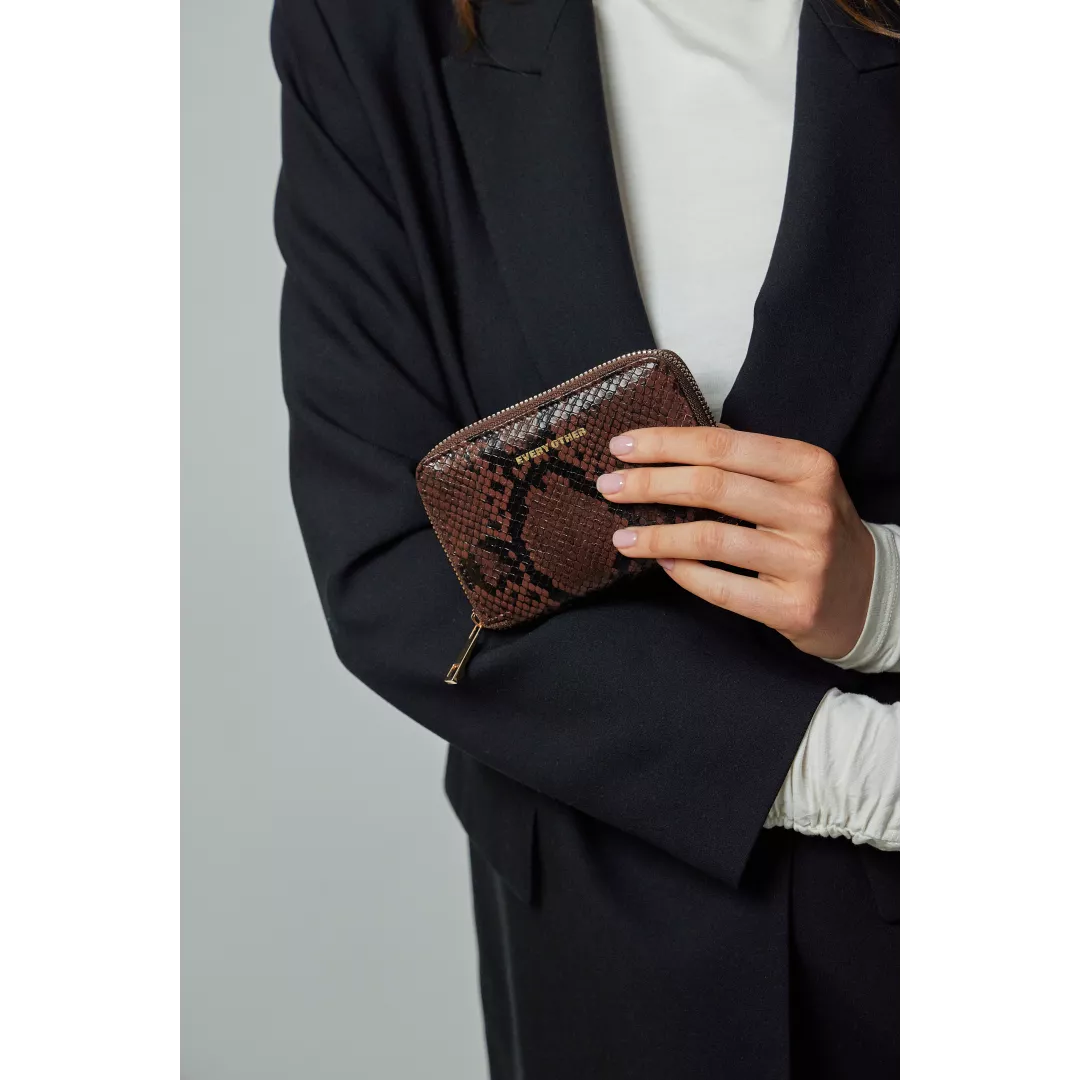 Every Other Snake Effect Purse - Brown
