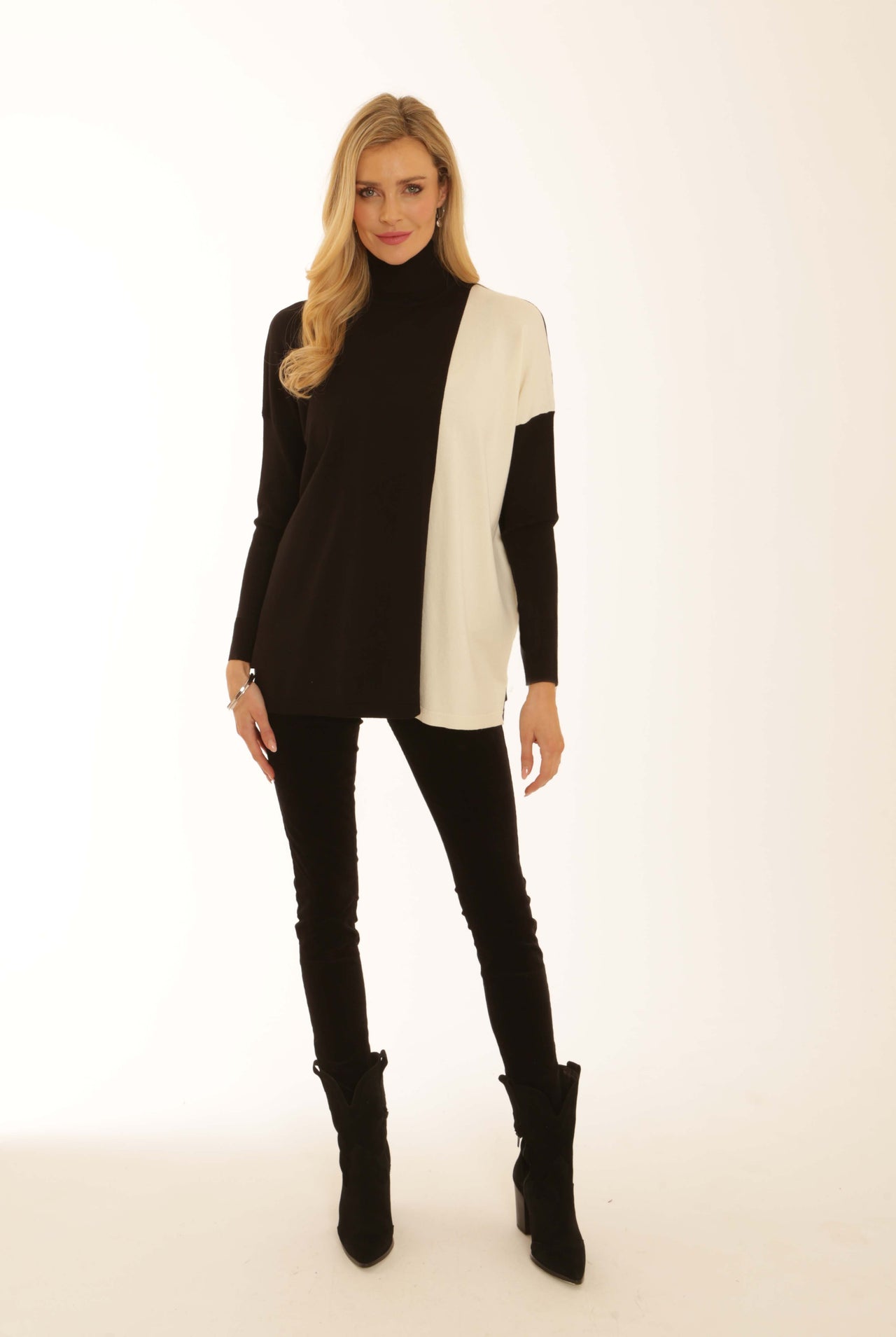 Pomodoro Roll Neck Poncho - Black