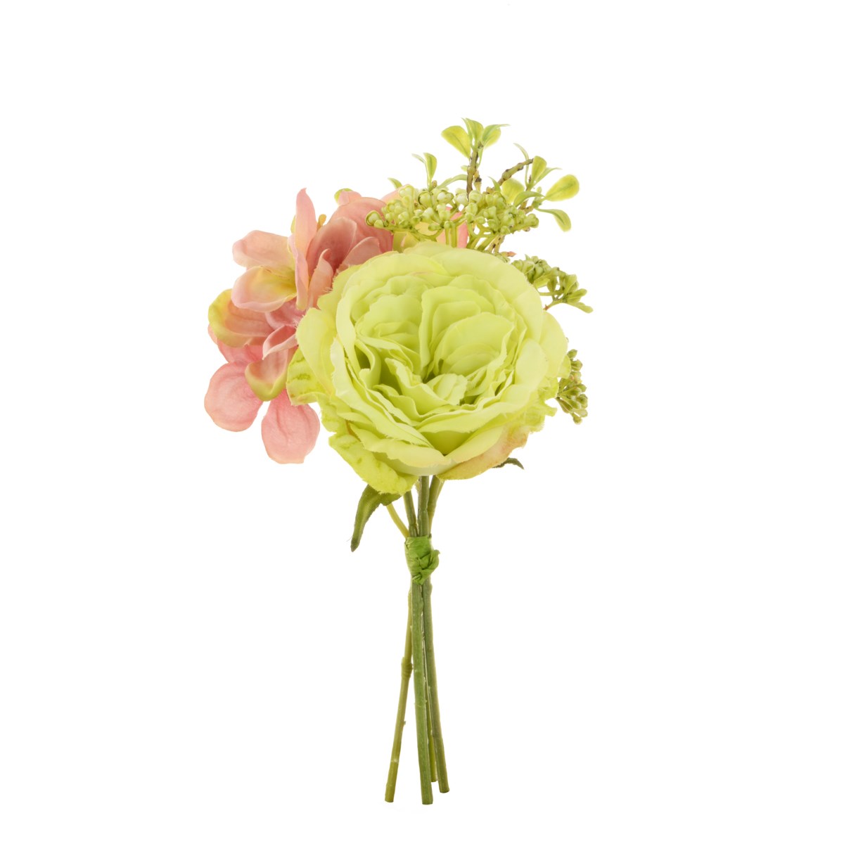 FloralSilk Green Mauve Rose and Hydrangea Bouquet