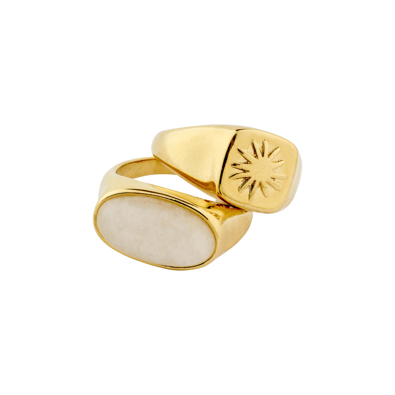 Pilgrim Prism Rings Set Of 2 Gold