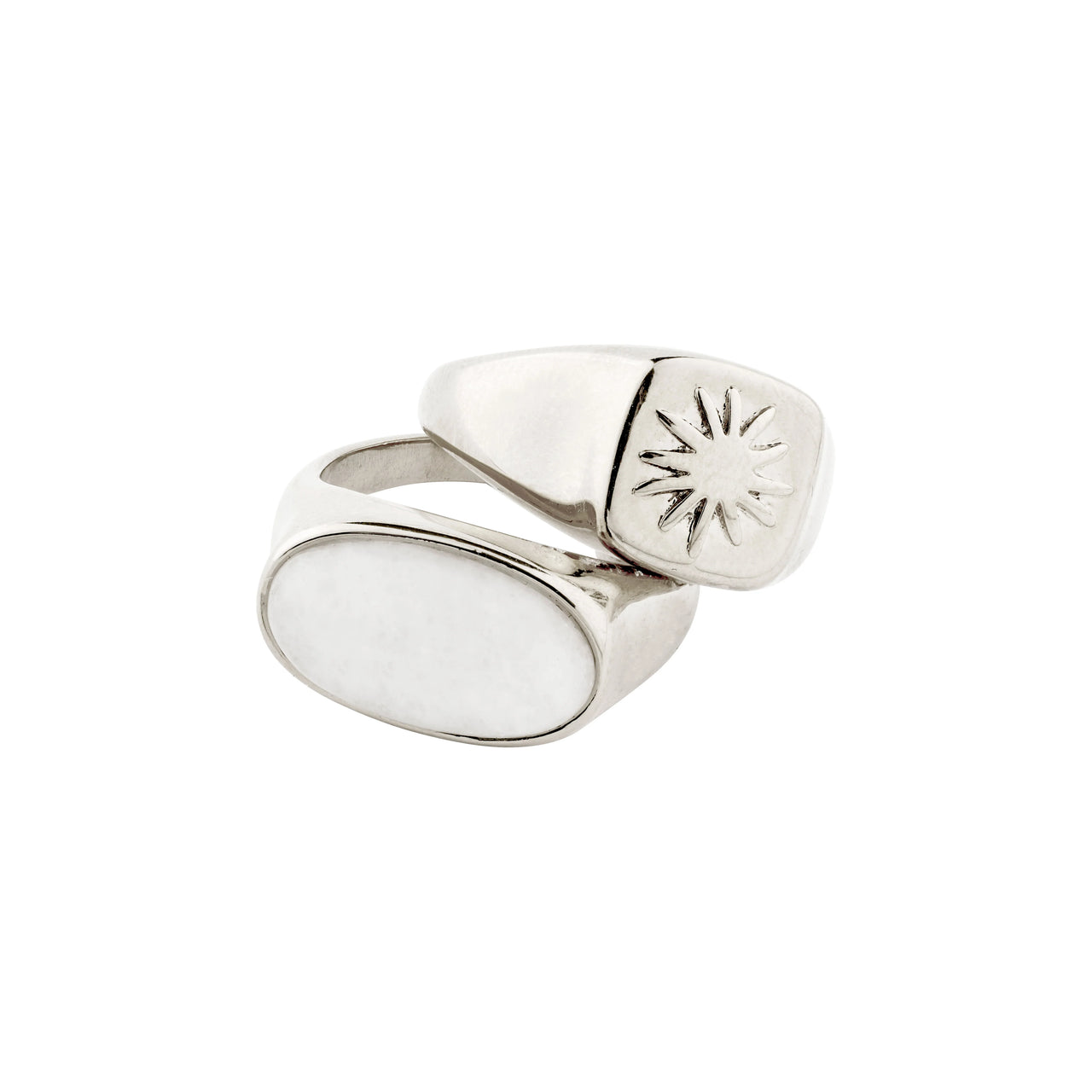 Pilgrim Prism Rings Set Of 2 Sliver