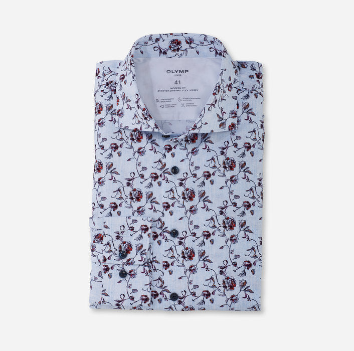 Olymp Luxor 24 Seven Modern Fit Shirt - Bleu