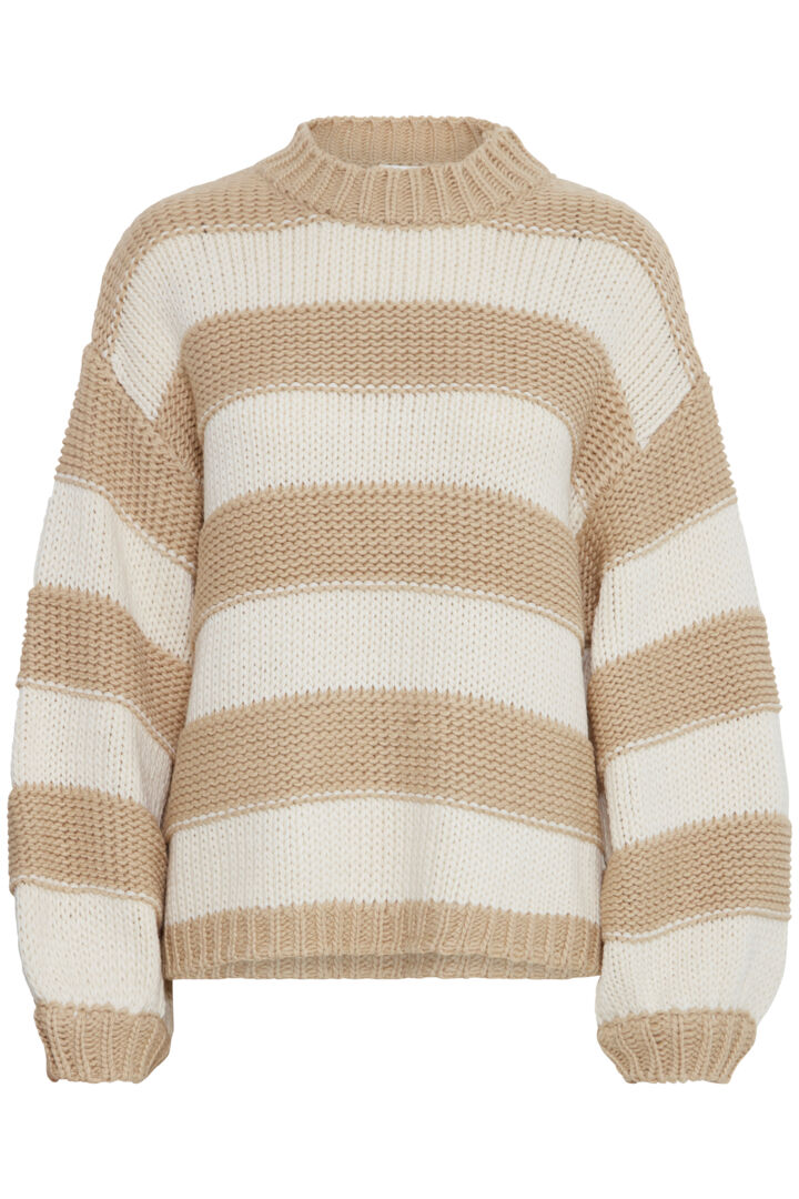 B.Young Noemi Wide Striped Beige Sweater