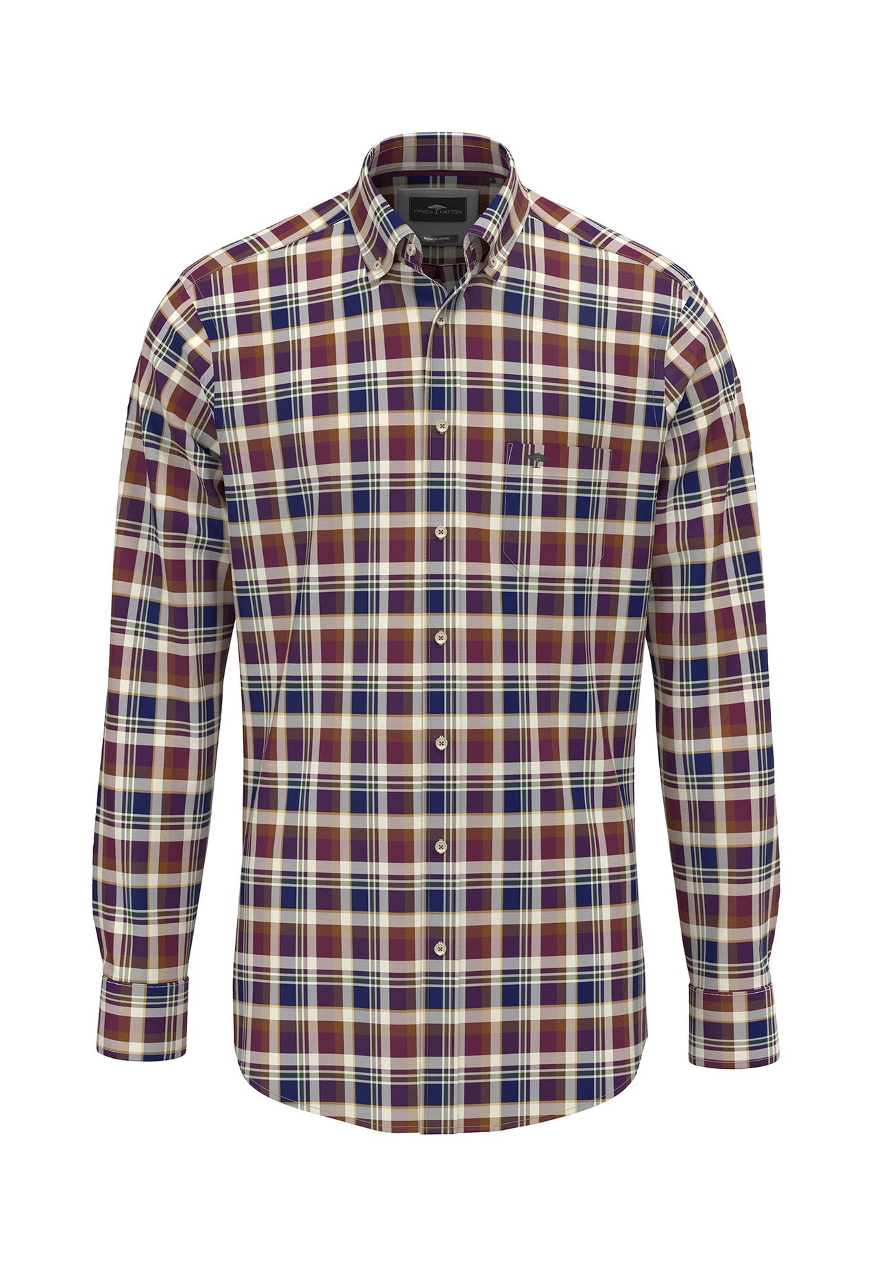 Fynch Hatton Deep Merlot Washed Oxford Shirt