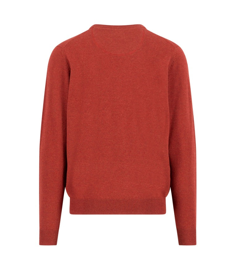 Fynch Hatton Garnet Red Crew Neck Lambswool Sweater