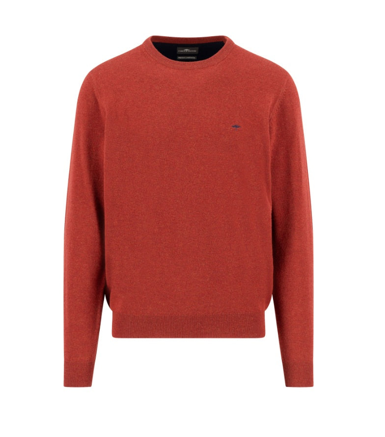 Fynch Hatton Garnet Red Crew Neck Lambswool Sweater